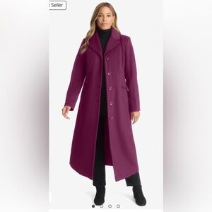 Jessica London Women's Plus Size Full Length Wool Blend Coat Purple Size 16